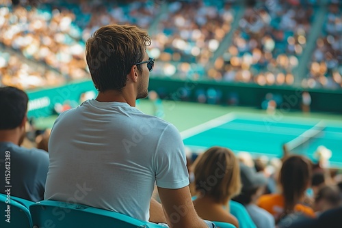 Spectators enjoy a thrilling tennis match at a busy outdoor stadium during a sunny afternoon