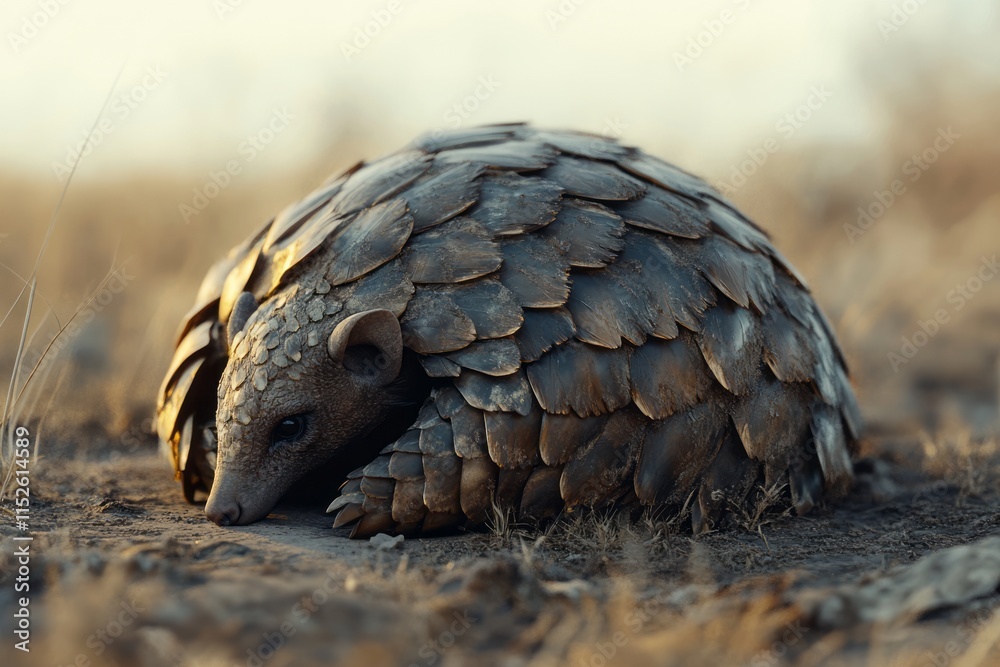 Ground Pangolin Curled In Defensive Posture Ground Pangolin Curled In Defensive Posture