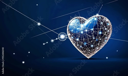 Digital Heart Connections: Symbolizing Love and Technology in a Blue Themed Network