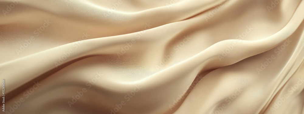 Obraz premium Soft beige fabric with elegant draping and flowing curves.