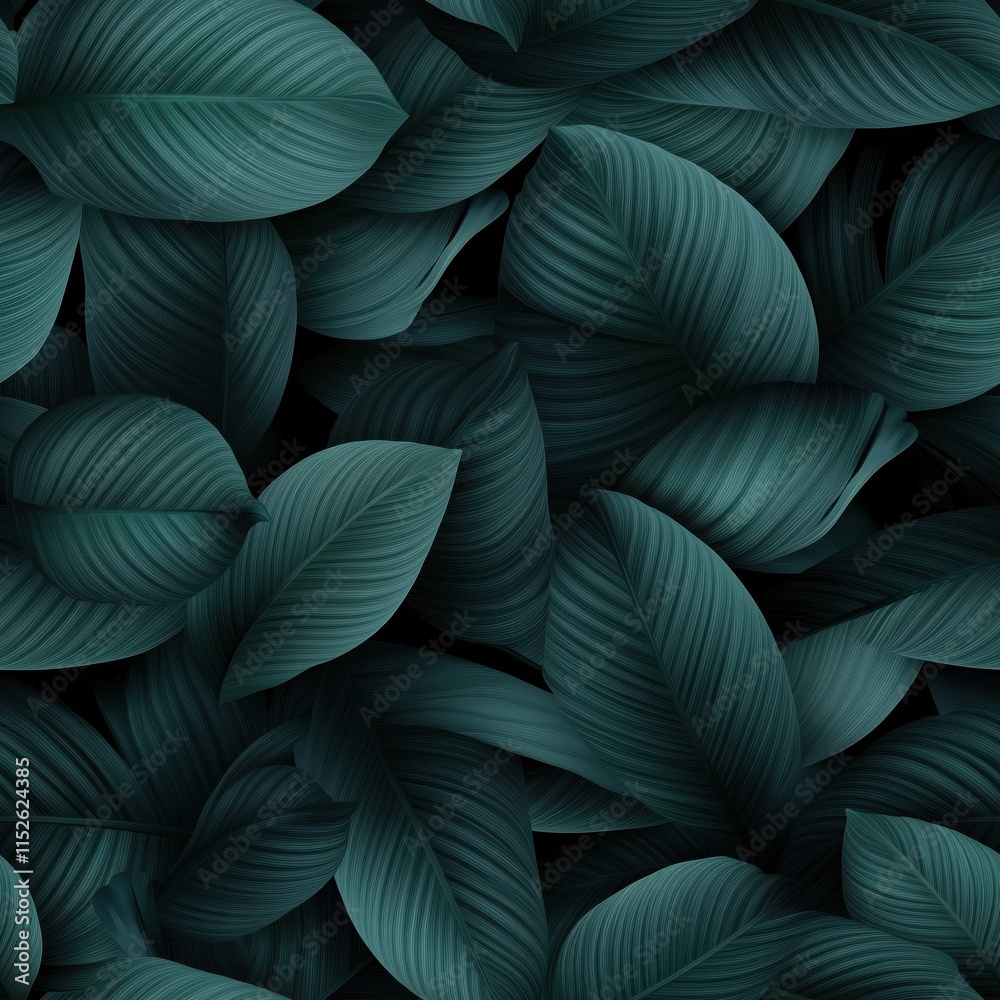 Monochromatic green foliage with overlapping abstract tropical leaves Monochromatic green foliage with overlapping abstract tropical leaves