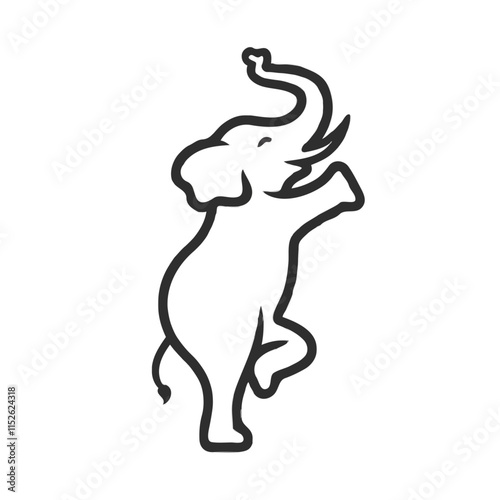 Happy elephant Playing and dancing vector transparent background or grasslands wild jungle mammal animal pachyderm