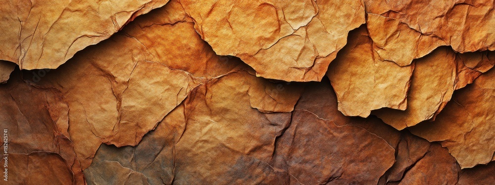 Fototapeta premium Abstract background of crumpled, layered, textured, brown paper.