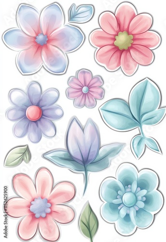 Beautiful Floral Design Featuring Pink Blue and Green Flowers