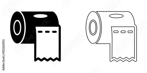 Silhouette outline style round soft toilet paper icon illustration vector symbol.