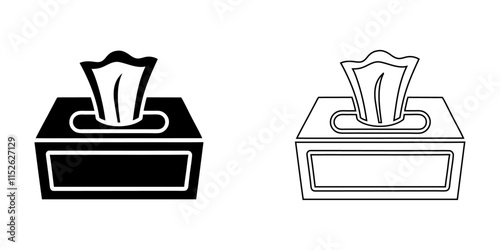 Tissue and paper napkin box vector Icon flat design.