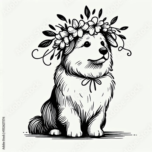 Sketch of a dog, Happy Kukur tihar photo