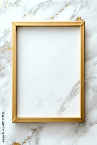 A gold framed white frame with a white background