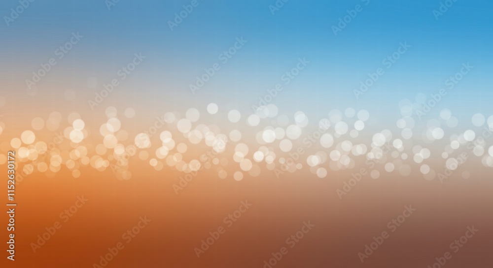 Abstract Sky Horizon: A mesmerizing blend of blue and orange hues creates a captivating abstract background with delicate, ethereal white bokeh lights.