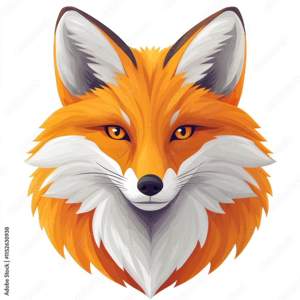 Obraz premium A stylized illustration of a fox's face, showcasing vibrant orange fur and expressive eyes.