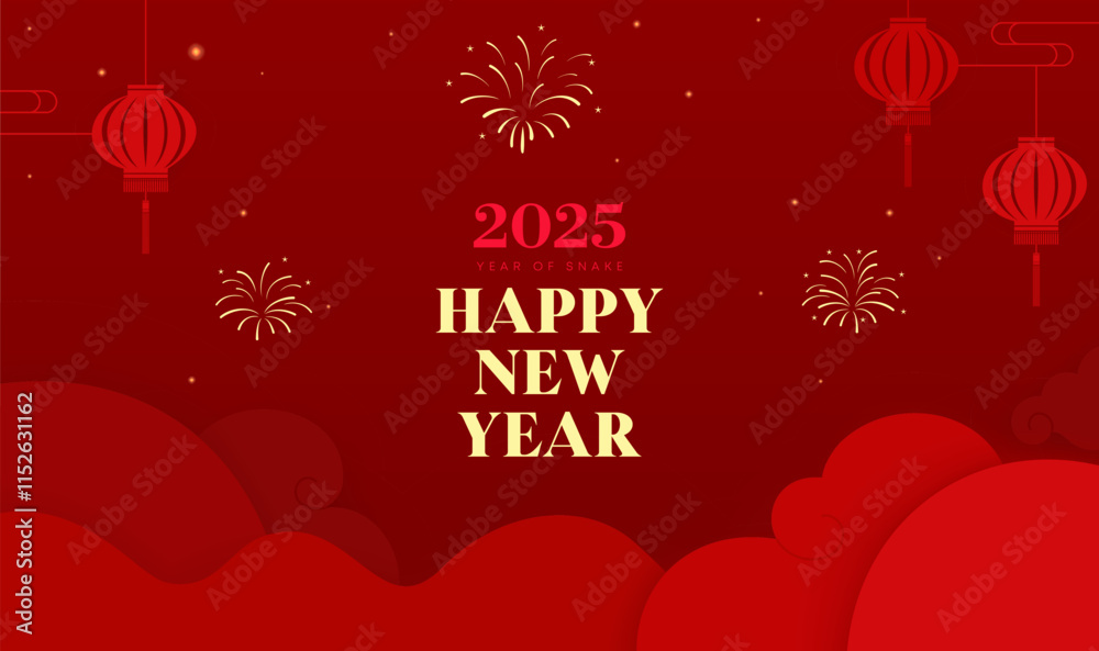Spring Festival background design to celebrate the Year of the Snake fireworks and lanterns Spring Festival background design to celebrate the Year of the Snake fireworks and lanterns