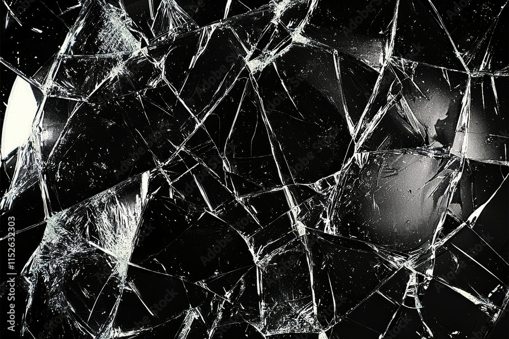 A black and white photo of a shattered glass A black and white photo of a shattered glass