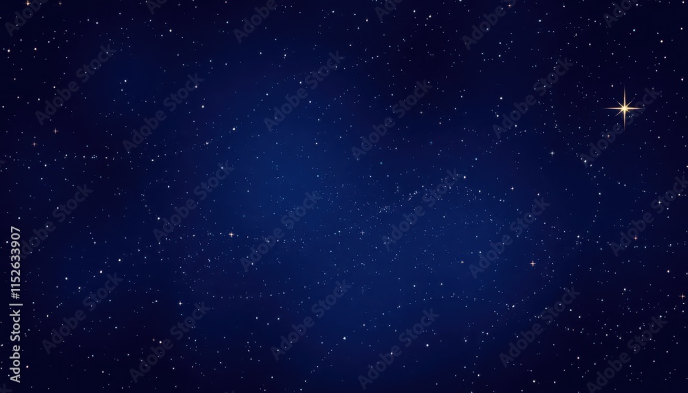 Fototapeta premium a blue star filled sky with a bright star in the middle, 