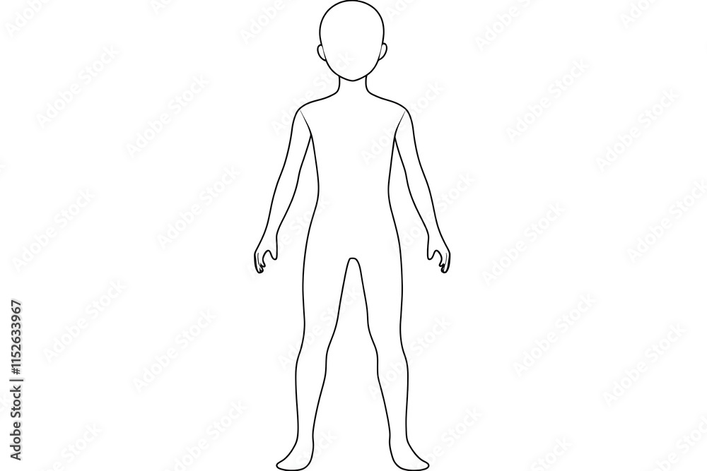 Neutral Body Outline of Child with Clean Design Neutral Body Outline of Child with Clean Design
