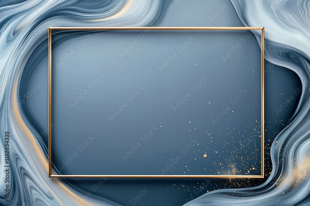 A frame with a blue background and gold trim A frame with a blue background and gold trim