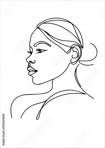 Elegant Line Art of a Woman Profile 
