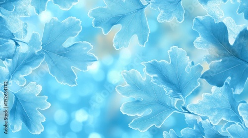 Light blue leaves with bokeh background.