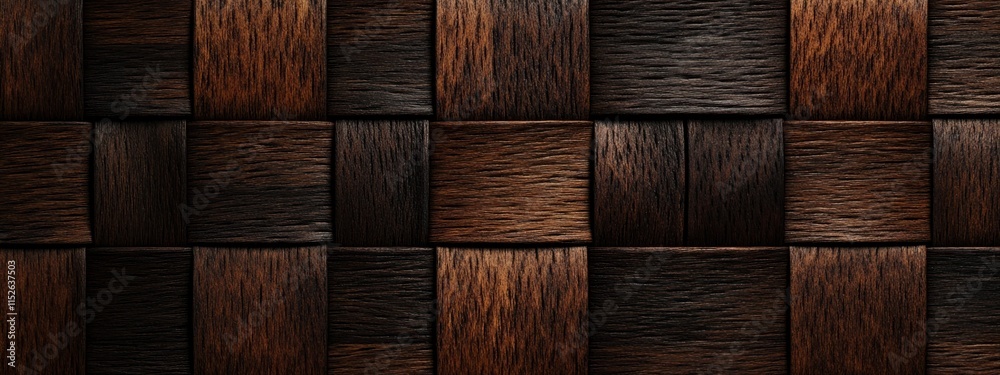 Dark brown wood squares interwoven pattern texture background. Dark brown wood squares interwoven pattern texture background.