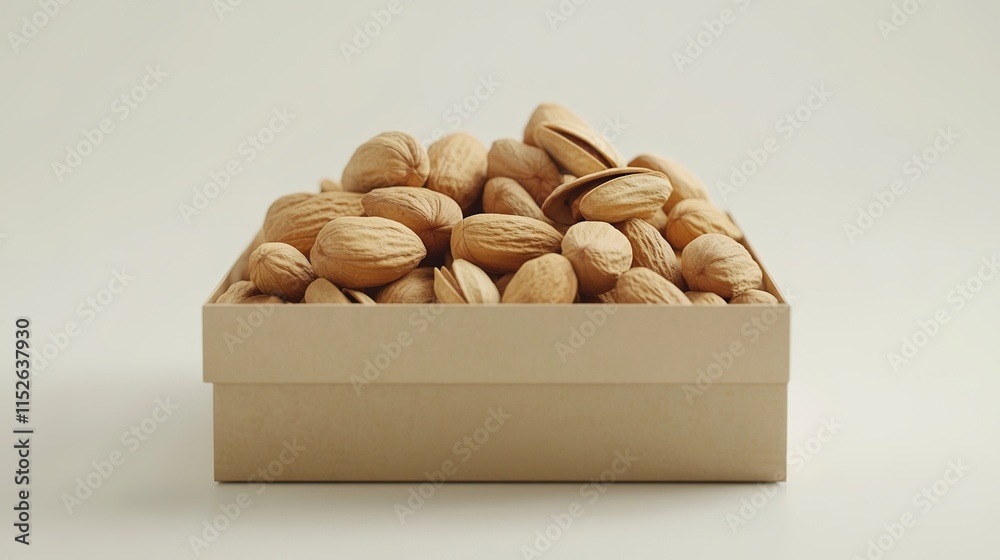Professional nut packaging design featuring a variety of nuts including walnuts, almonds, peanuts, cashews, pistachios, and pecans, all coated in honey. Presented on a clean white background, Professional nut packaging design featuring a variety of nuts including walnuts, almonds, peanuts, cashews, pistachios, and pecans, all coated in honey. Presented on a clean white background,