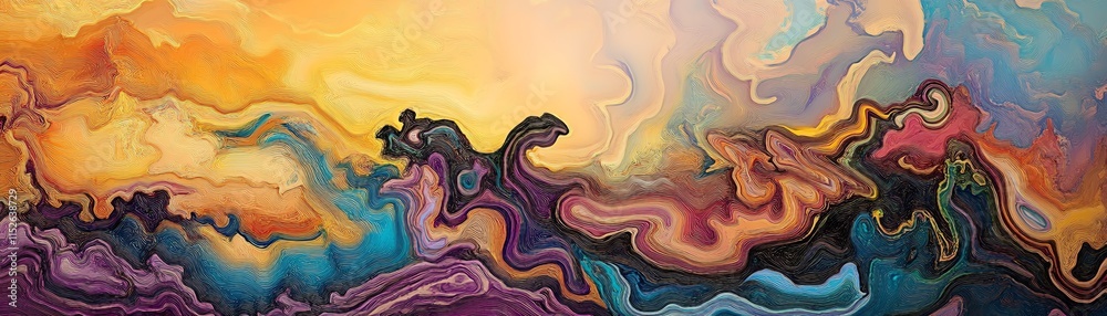 Obraz premium Abstract colorful swirls and fluid forms. Vibrant hues blend in a dynamic, mesmerizing artwork. Perfect for modern interiors and design projects.