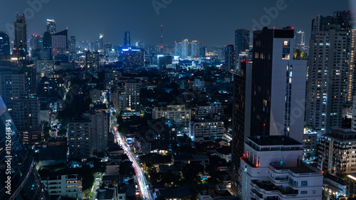 Take a photo cityscape from rooftop of the 31 sukhumvit hotel , Bangkok Thailand.