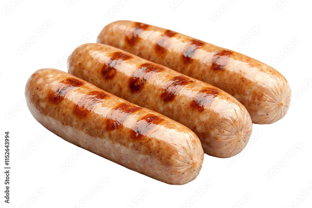 Three hot dogs are on a white background Three hot dogs are on a white background