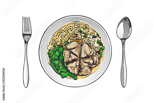 Authentic Bakso with Noodles and Vegetables