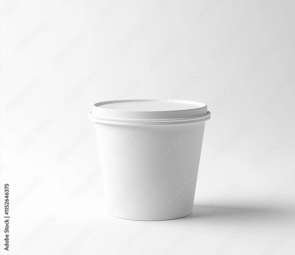 White disposable paper food container with lid, isolated on white background. White disposable paper food container with lid, isolated on white background.