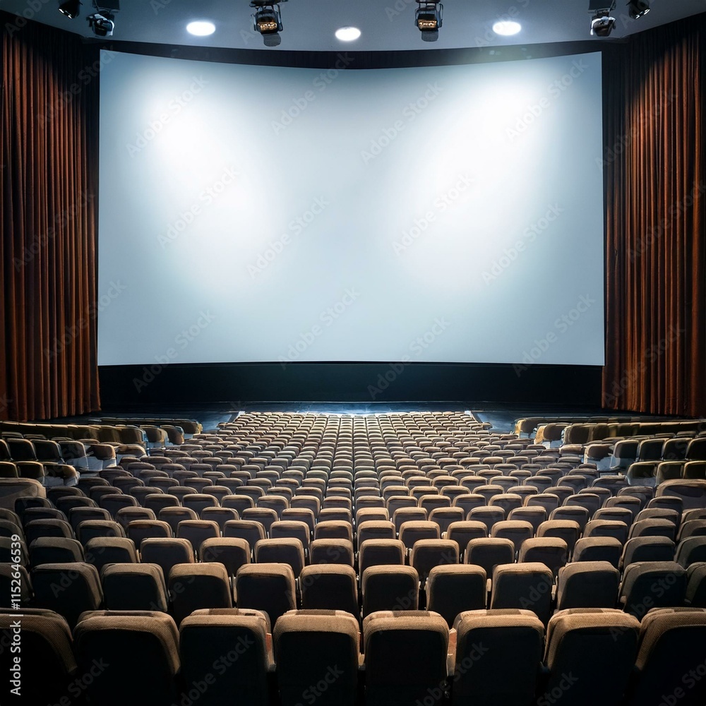 Fototapeta premium Blank cinema screen - Empty cinema auditorium with screen