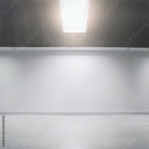 Wallpaper Mural Blank light wall and white floor in empty hall room with led light on top. Torontodigital.ca