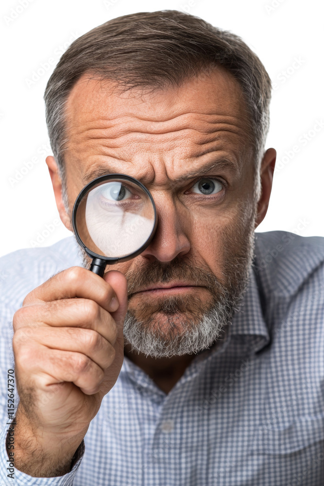 A man with a magnifying glass in his hand A man with a magnifying glass in his hand