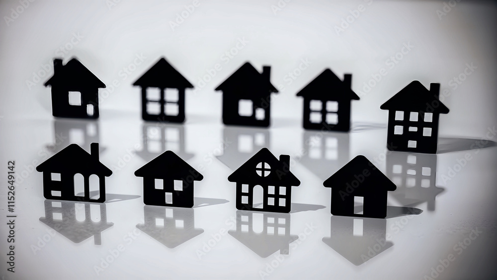 Fototapeta premium 不動産ビジネスに最適な家や窓を象徴する直感的なホームアイコン.生成AI