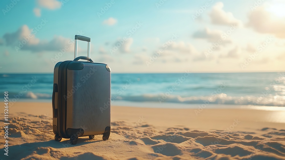 Sleek Travel-Inspired Suitcase on the Beach Sleek Travel-Inspired Suitcase on the Beach