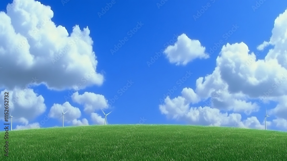 Idyllic Renewable Energy Scene with Wind Turbines Idyllic Renewable Energy Scene with Wind Turbines