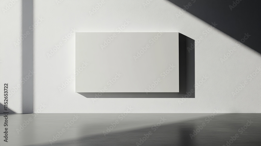 minimalist white board on wall with soft shadows creating depth minimalist white board on wall with soft shadows creating depth