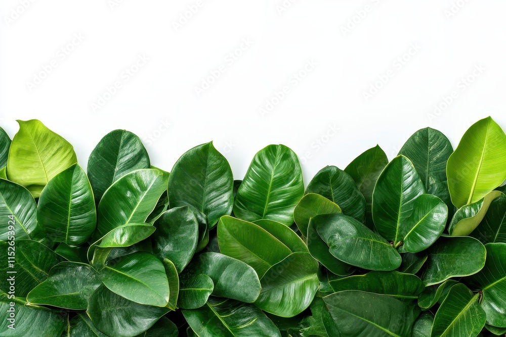Lush green leaves border on white background. (2) Lush green leaves border on white background. (2)