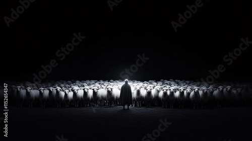 Illuminated Sheep in Dark Surrounding