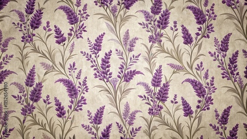 Deeply textured purple floral pattern on a neutral background
