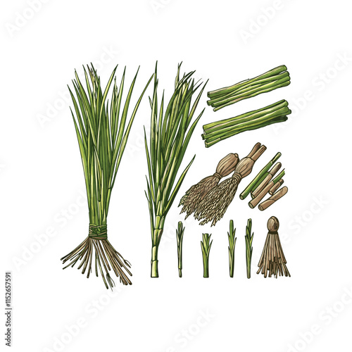 Lemongrass hand drawn design vector template illustration
