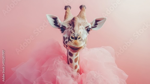 Whimsical Giraffe in Pink Tulle Costume