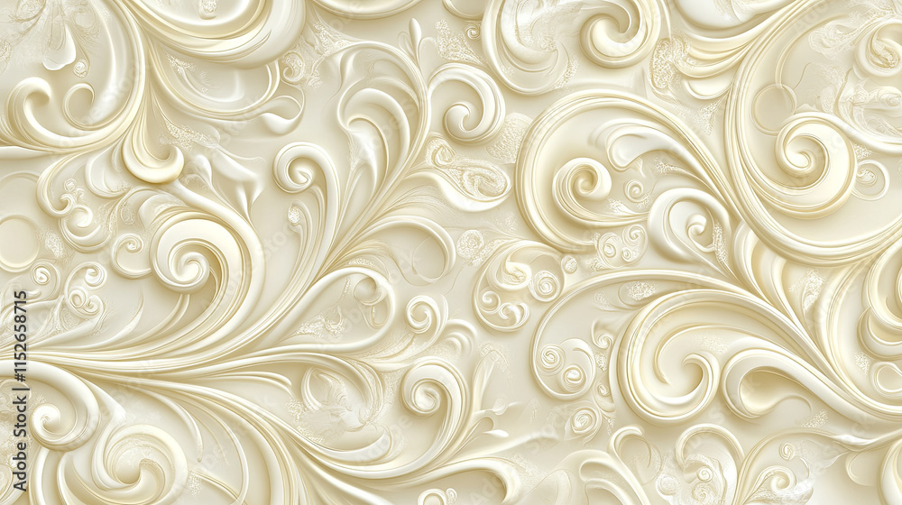 Elegant cream colored seamless texture with intricate swirls and patterns Elegant cream colored seamless texture with intricate swirls and patterns