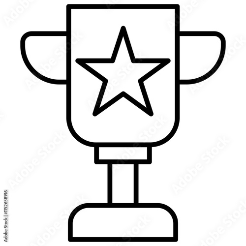 Trophy Cup Icon, Black And White Outline Icon Symbol