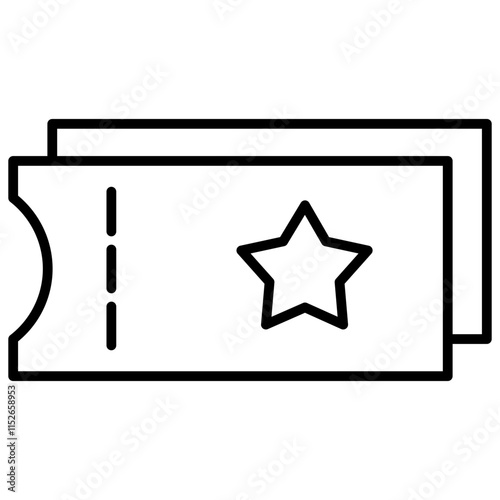 Ticket Label Icon, Black And White Outline Icon Symbol