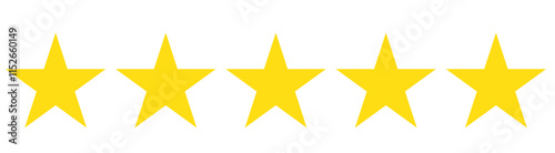 5 Star rating, customer review with gold stars flat vector icons for apps and websites. set of stars isolated on white background. Star icon. Stars in modern simple flat style vector