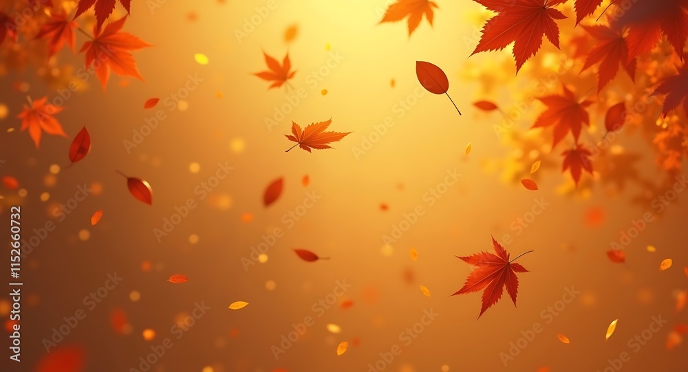 Autumn Leaves Falling: A Serene Golden Hour Scene Autumn Leaves Falling: A Serene Golden Hour Scene