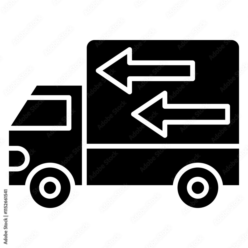 Delivery Truck Icon, Black And White Glyph Icon Symbol Delivery Truck Icon, Black And White Glyph Icon Symbol