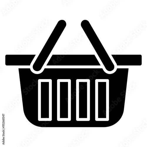 Shopping Basket Icon, Black And White Glyph Icon Symbol