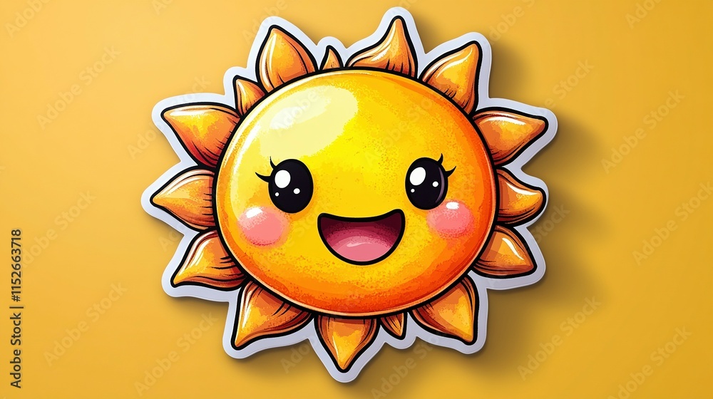 Fototapeta premium Adorable Smiling Sun Design for Sticker