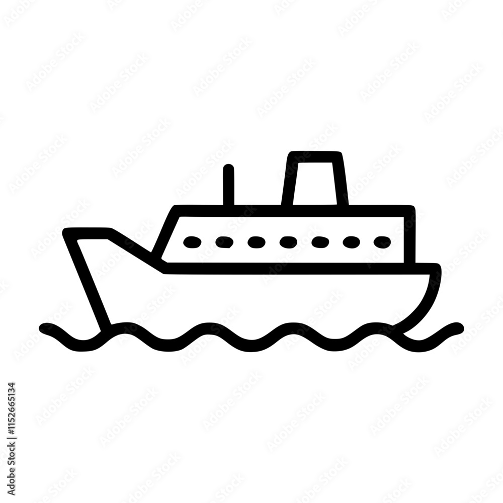 Obraz premium Ship in outline icon style, travel and tourism theme.