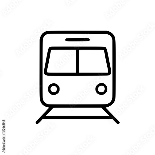 Train in outline icon style, travel and tourism theme.